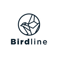 Line bird logo design icon template	
