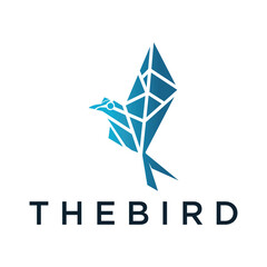 Line bird logo design icon template	