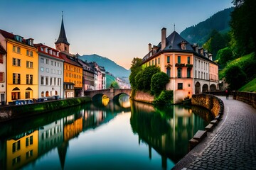 Fototapeta premium the town at night GENERATIVE AI 