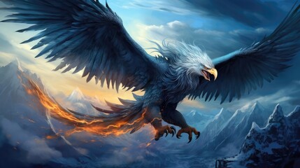 Flying dragons, soaring eagles, mystical creatures.