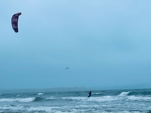 kite surfing in the sea