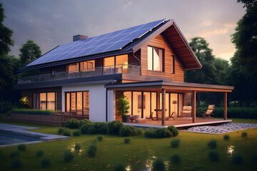 house in the woods with solar panels