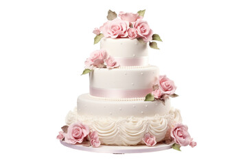 romantic wedding cake, isolated on white background isolated PNG