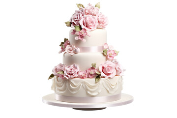 Fototapeta na wymiar romantic wedding cake, isolated on white background isolated PNG