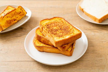 french toast on white plate