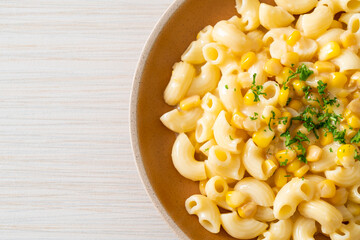 macaroni creamy corn cheese on plate