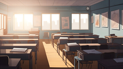 静寂な教室の風景 No.014 | Serene Classroom Scene Generative AI