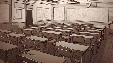 静寂な教室の風景 No.004 | Serene Classroom Scene Generative AI