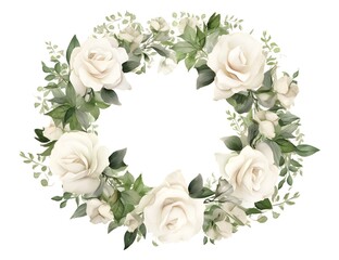 wreaths with white roses and green leaves