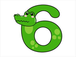 Crocodile Alphabet Number 6 Illustration