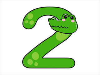 Crocodile Alphabet Number 2 Illustration
