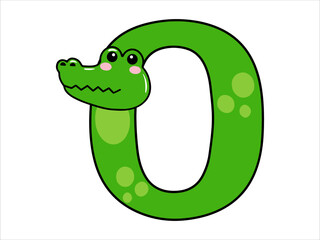 Crocodile Alphabet Number 0 Illustration