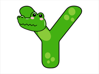 Crocodile Alphabet Letter Y Illustration