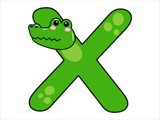 Crocodile Alphabet Letter X Illustration