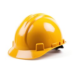 yellow safety helmet isolated on white - obrazy, fototapety, plakaty
