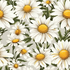 Fototapeta premium Seamless Pattern Daisy Flower