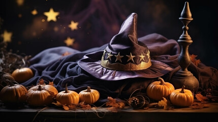 halloween witch with pumpkin