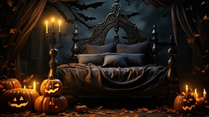 halloween pumpkin with candles