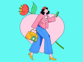 Happy Valentine's Day flat character vector concept operation hand drawn illustration
