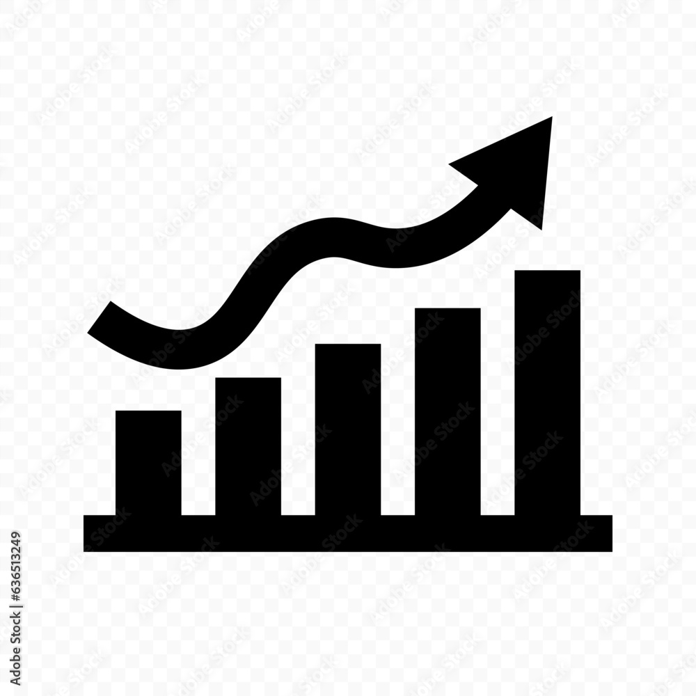 Poster bar graph silhouette icon isolated on transparent background. vector.