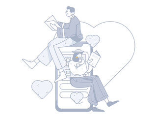 Happy Valentine's Day flat character vector concept operation hand drawn illustration
