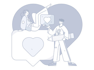 Happy Valentine's Day flat character vector concept operation hand drawn illustration
