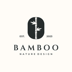 bamboo tree of asian vintage logo vector minimalist illustration design, bamboo traditional tree logo design