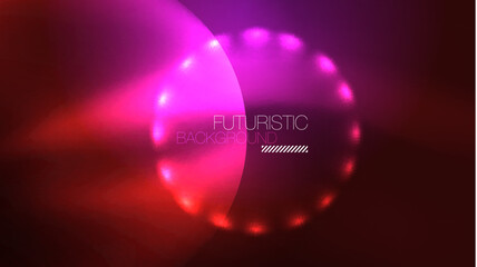Neon glowing circles, magic energy space light concept, abstract background wallpaper design