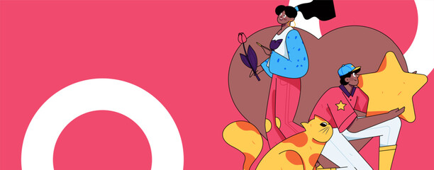 Happy Valentine's Day flat character vector concept operation hand drawn illustration
