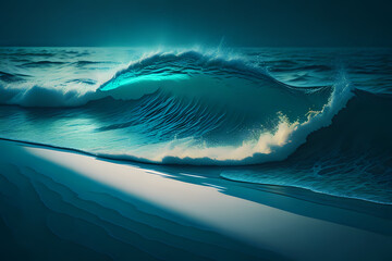 wave breaking on the sea,  ocean, blue, sky, nature, 