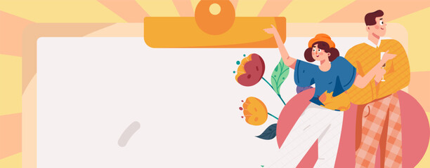 Happy Valentine's Day flat character vector concept operation hand drawn illustration
