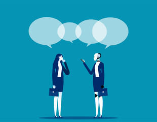 Robot and human talking. Artificial intelligence business vector illustration