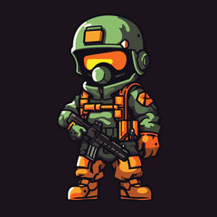 Vibrant Pop Art Gaming Soldier: Military Hero , Gaming Soldiers , Mascot style