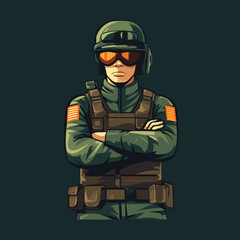 Vibrant Pop Art Gaming Soldier: Military Hero , Gaming Soldiers , Mascot style