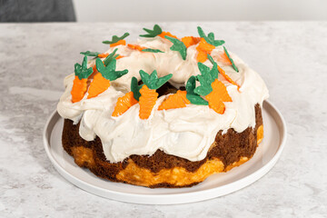 Carrot bundt cake with cream cheese frosting