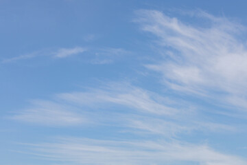 Fototapeta premium Summer blue sky cloud gradient light white background. Beauty clear cloudy in sunshine calm bright winter air bacground. Gloomy vivid cyan landscape in environment day horizon skyline view spring wind