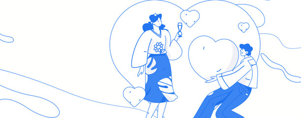 Happy Valentine's Day flat character vector concept operation hand drawn illustration
