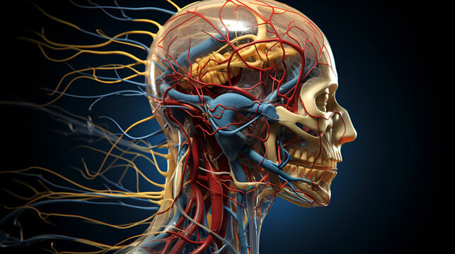 nervous system nerves with in the head of the person,