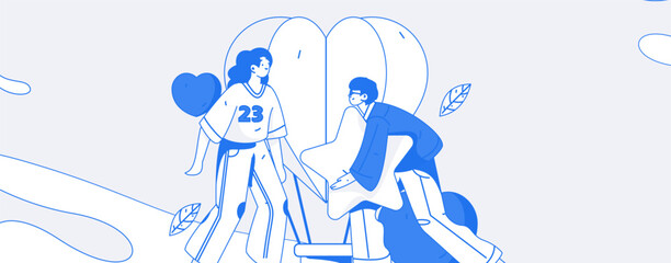 Happy Valentine's Day flat character vector concept operation hand drawn illustration
