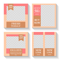 Editable simple modern template. Minimal design with pink and chocolate. For greetings card, flyers, invitation, posters, brochure, banners. Social Media feed. Discount Promo Template.