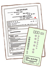 医療機関が発行する診療情報提供書とその封筒のイラスト