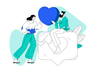 Happy Valentine's Day flat character vector concept operation hand drawn illustration
