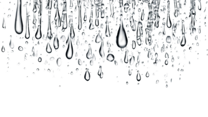 abstract rain drops on window isolated on a transparent background, generative ai 