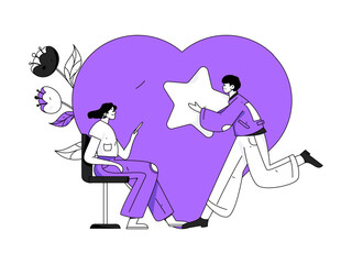 Happy Valentine's Day flat character vector concept operation hand drawn illustration
