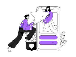 Happy Valentine's Day flat character vector concept operation hand drawn illustration
