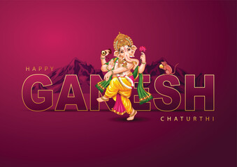 Lord Ganpati on Ganesh Chaturthi background. abstract vector illustration design - obrazy, fototapety, plakaty