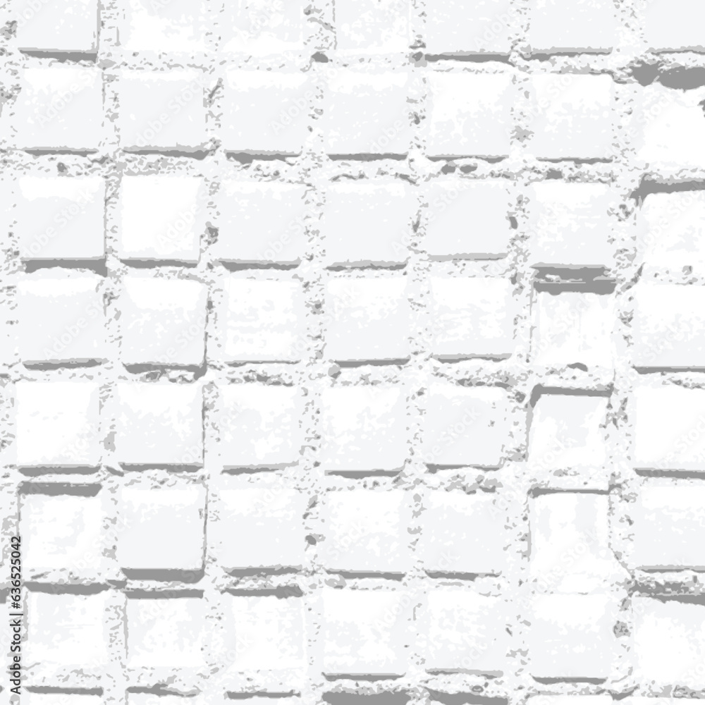 Poster white background with old grungy tiles pattern and bright damaged texture