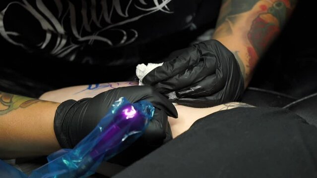 Close up of a girl getting a tattoo 1