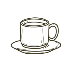 Hand drawn mug of coffee vector icon illustration