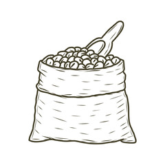 Hand drawn Roasted Coffee sack vector illustration